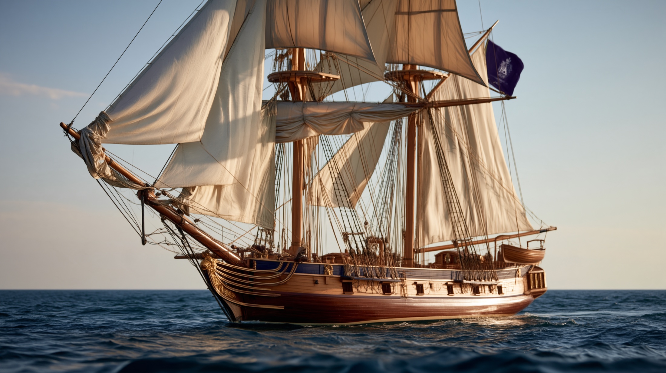 Hidden Tide ship concept artwork: a sailing vessel on the open ocean